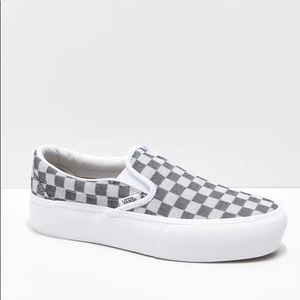 Denim Checkerboard Platform Vans